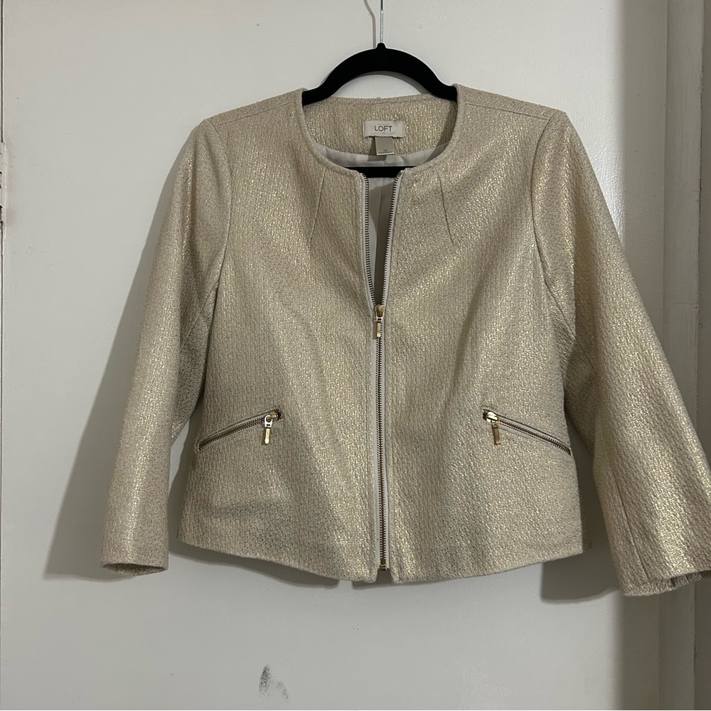 LOFT Women's Gold Textured Jacket